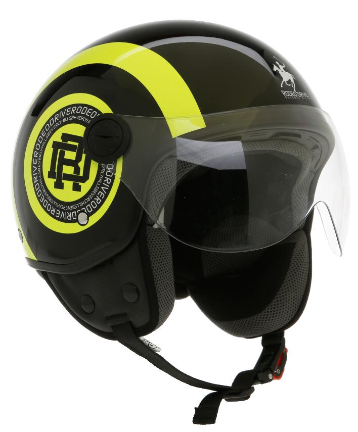 CASCO DEMIJET NERO GIALLO LUCIDO