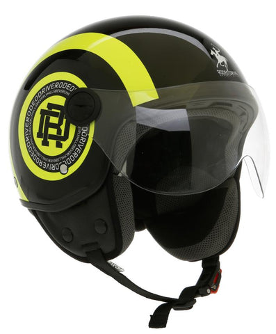 CASCO DEMIJET NERO GIALLO LUCIDO