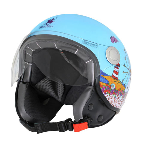 Casco demi-jet con grafica Mykonos Rodeo drive