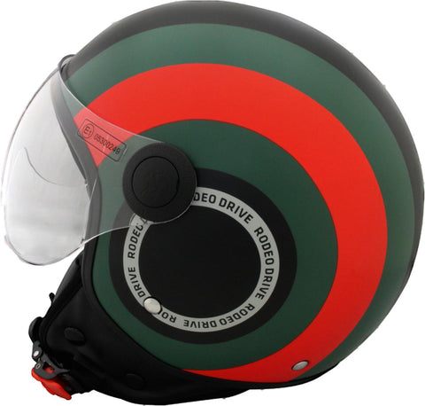 Casco Demi-Jet RD117 Circle Nero/Verde/Rosso Opaco – Rodeo Drive