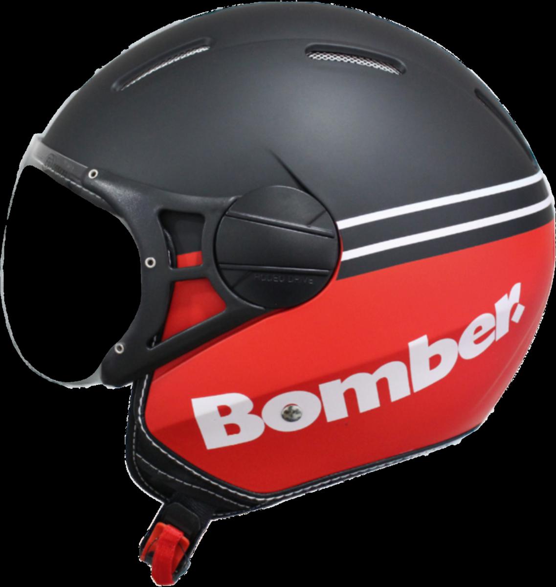 CASCO JET RODEO RD115LUXUS NERO OPACO ROSSO BOMBER