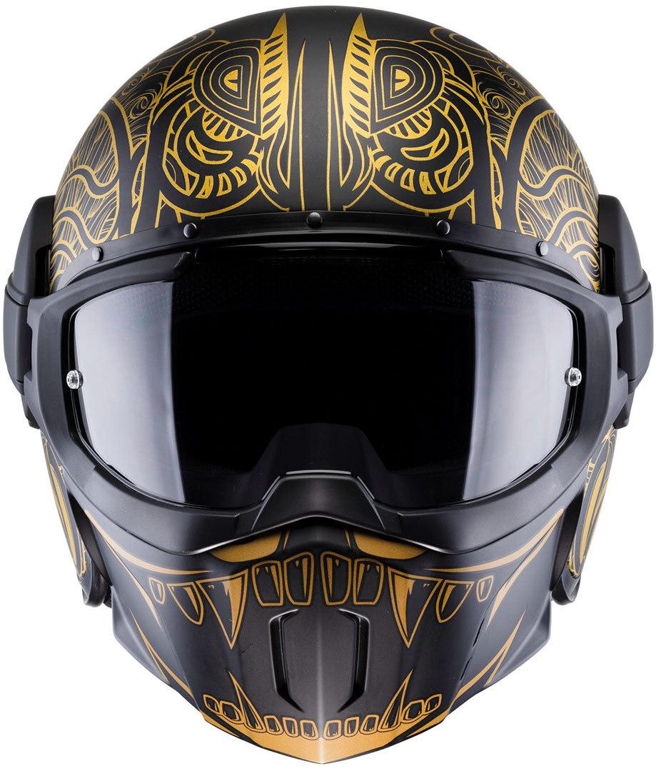 CASCO JET GHOST CABERG MAORI nero/opaco/oro