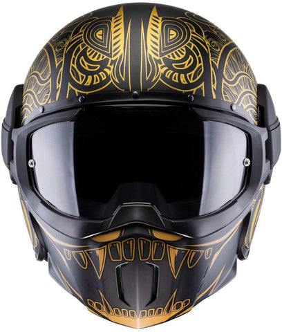 CASCO JET GHOST CABERG MAORI nero/opaco/oro