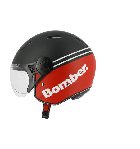 CASCO JET RODEO RD115LUXUS NERO OPACO ROSSO BOMBER
