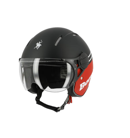 CASCO JET RODEO RD115LUXUS NERO OPACO ROSSO BOMBER