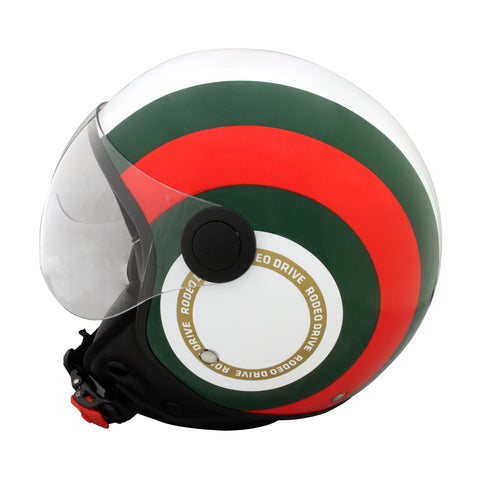 Casco Demi-Jet RD117 Circle Bianco/Rosso/Verde Lucido – Rodeo Drive