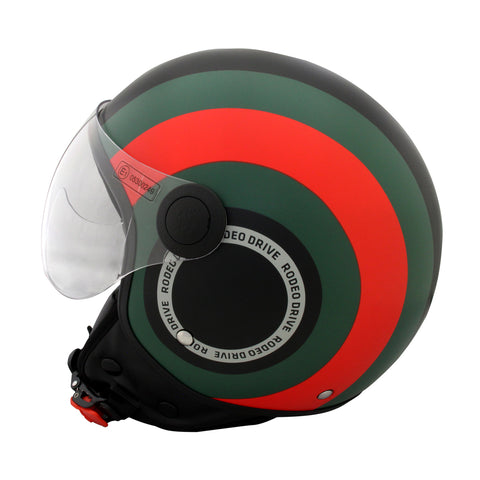 Casco Demi-Jet RD117 Circle Nero/Verde/Rosso Opaco – Rodeo Drive