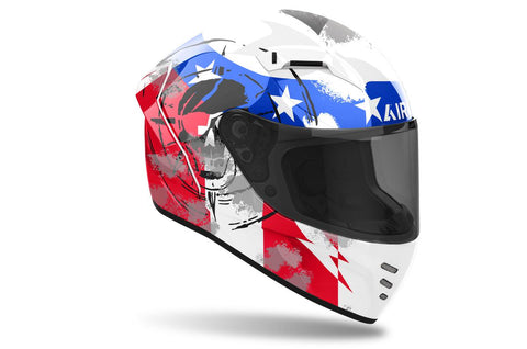 CASCO AIROH CONNOR NATION GLOSS BIANCO/ROSSO/BLU