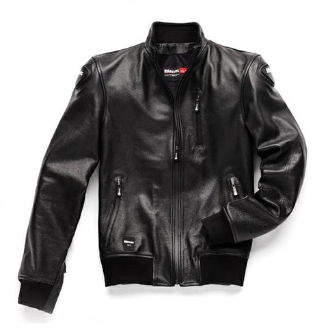 BLAUER INDIRECT LEATHER MOTO JACKET NERO f.s.
