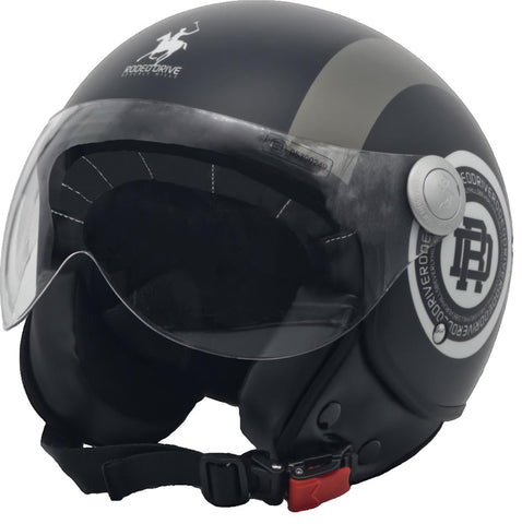 Casco demi-jet nero opaco grigio Rodeo drive Circle