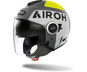 Casco grigio opaco con grafica Airoh Helios Up HEUP81
