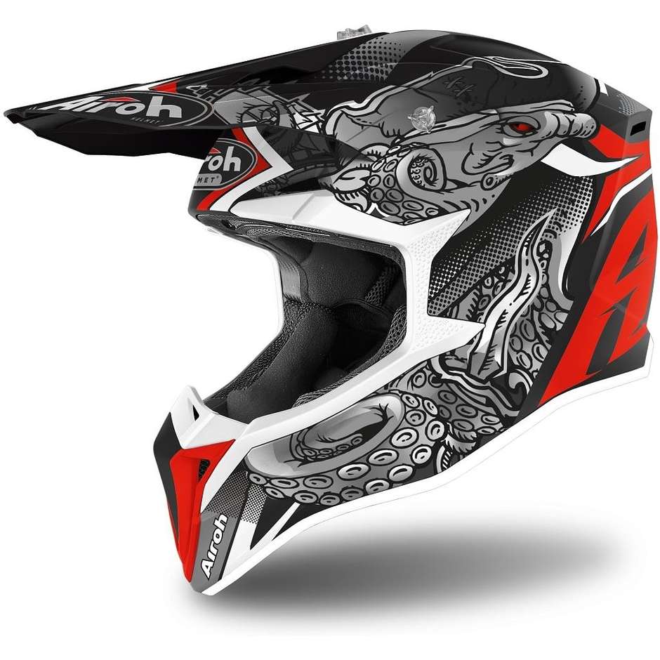 CASCO WRAAP OCTUPUS CROSS NERO OPACO ROSSO WROC35 F.S.