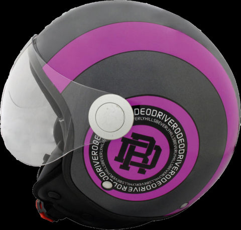 Casco demi-jet grigio-fuxia fluo Rodeo drive Circle
