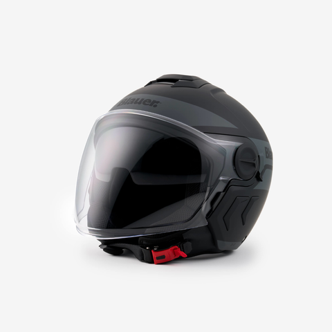 Casco Blauer H07 Demi Jet DJ-01 Nero Opaco/Grigio