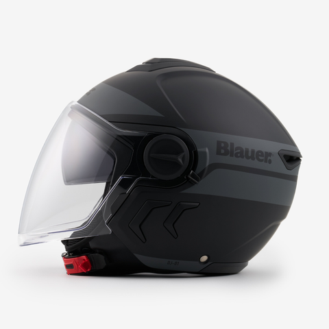 Casco Blauer H07 Demi Jet DJ-01 Nero Opaco/Grigio
