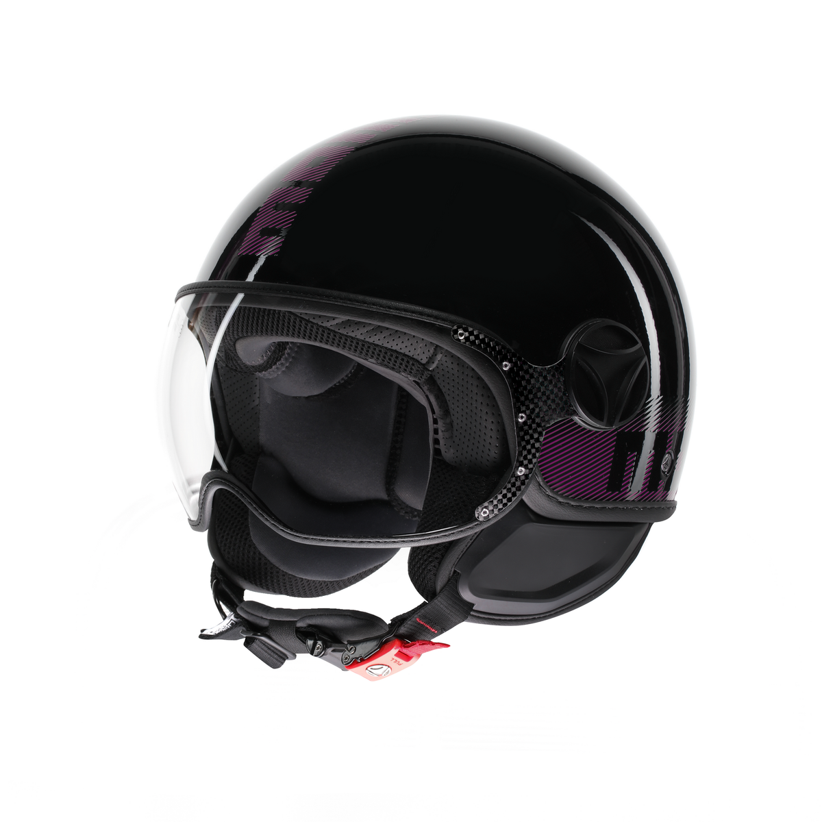 CASCO MOMO DESIGN CLASSIC 06 STRIPES NERO/FUXIA