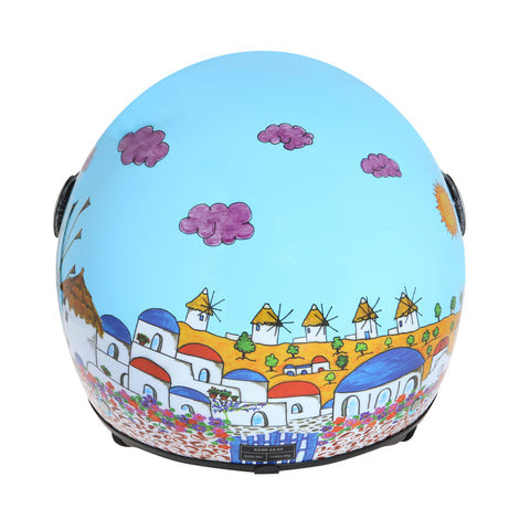 Casco demi-jet con grafica Mykonos Rodeo drive