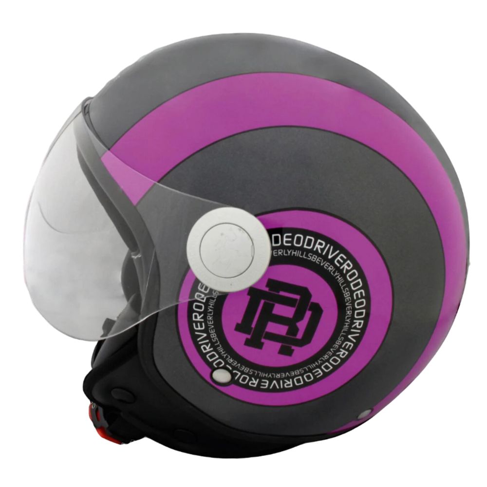Casco demi-jet grigio-fuxia fluo Rodeo drive Circle
